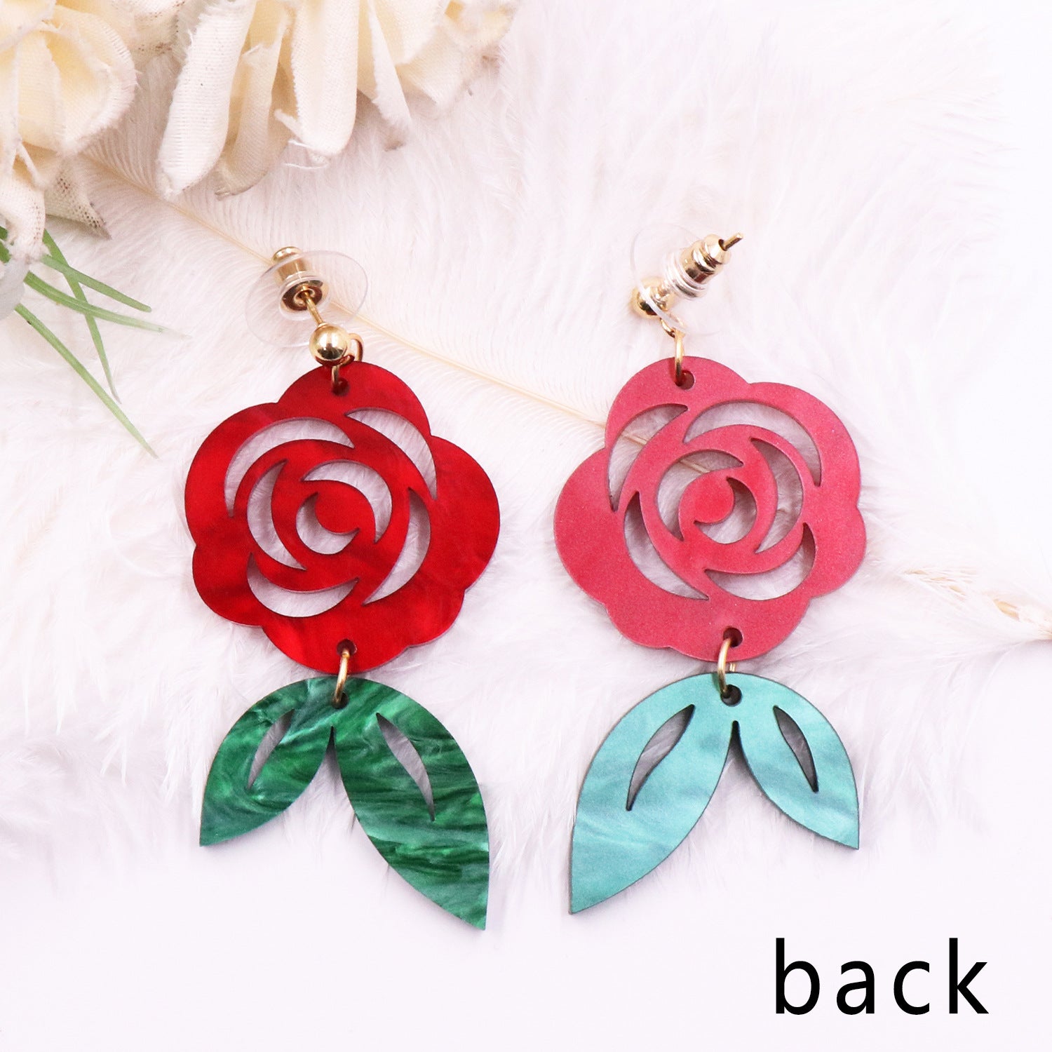 Wholesale Valentine's Day Colorless Rose Acrylic Earrings